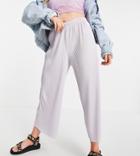 Asos Design Petite Plisse Culotte Pants In Lavender Blue-blues