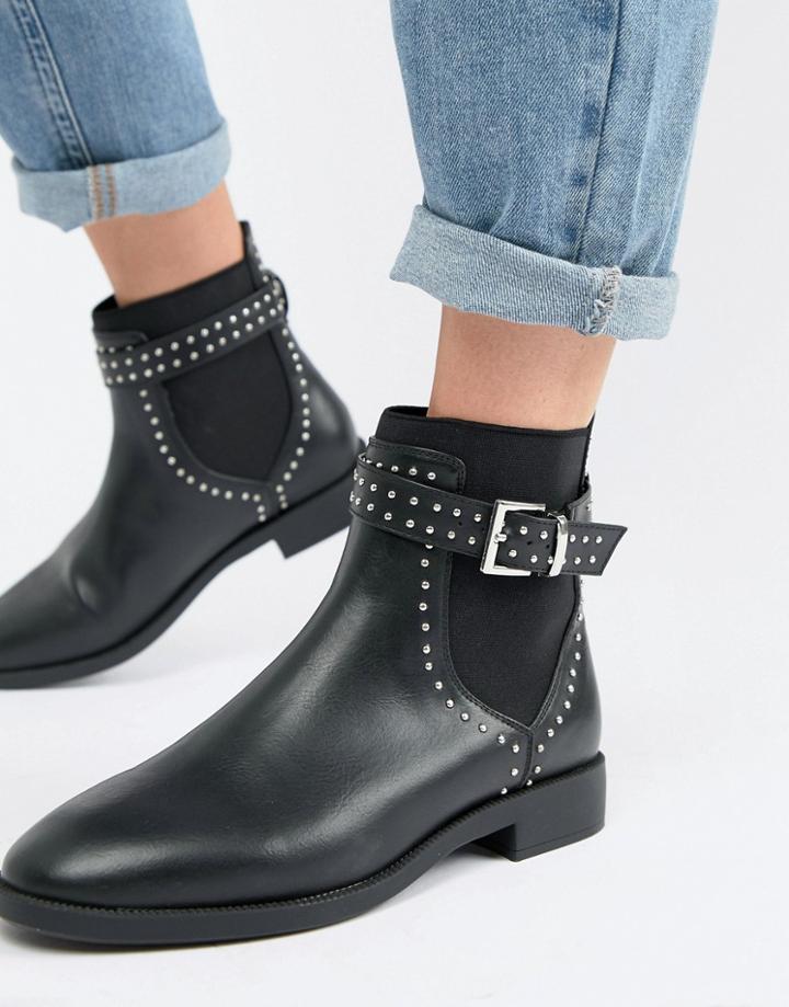 Asos Design Ascend Studded Chelsea Boots - Black