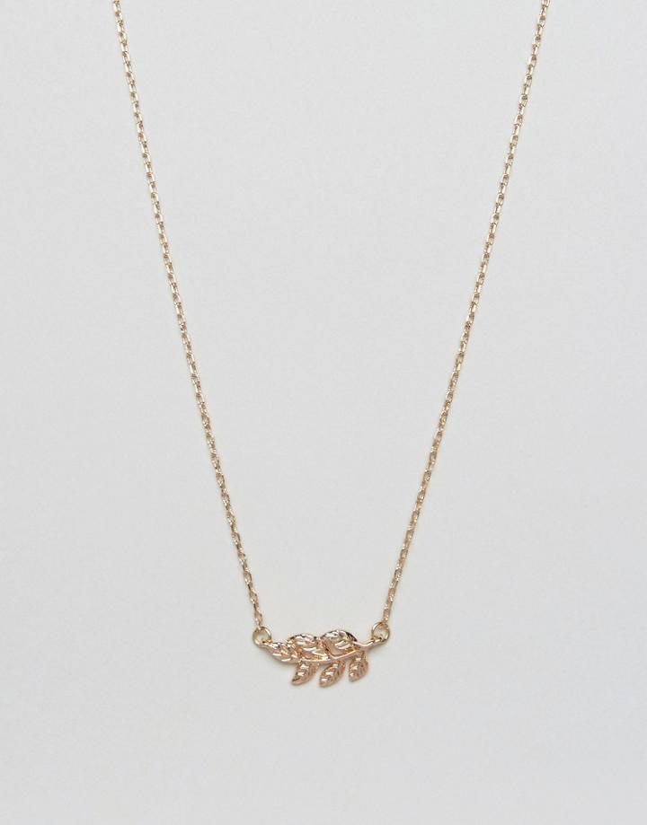 Designb London Leaf Ditsy Pendant - Gold