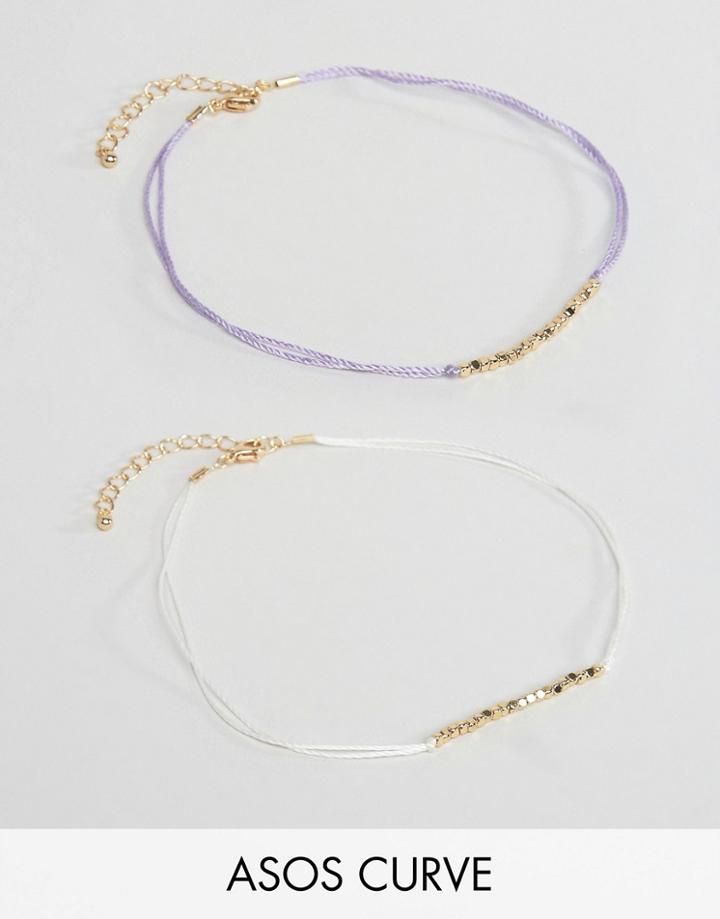 Asos Curve Pack Of 2 Beaded Anklets - Multi
