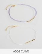 Asos Curve Pack Of 2 Beaded Anklets - Multi
