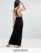 Asos Petite Cross Back Jersey Maxi Beach Dress - Black