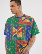 Asos Design Oversized T-shirt With All Over Print-multi