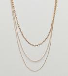 Asos Design Curve Mixed Chain Multirow Necklace - Gold