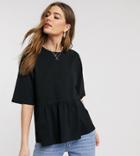 Asos Design Tall Casual Smock Top-black