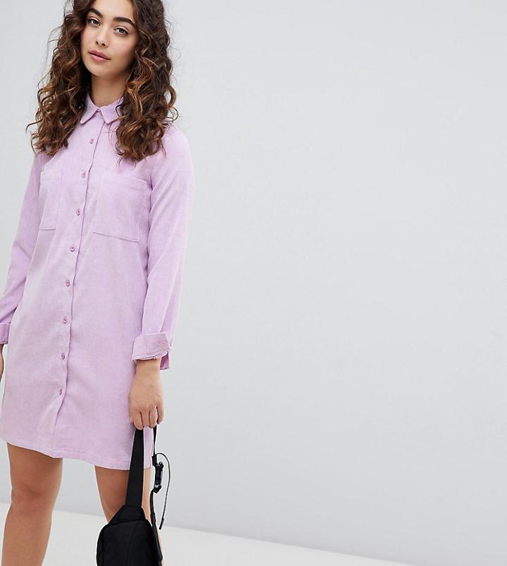 Daisy Street Shirt Dress In Cord - Purple
