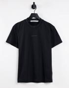 Calvin Klein Jeans Jacquard Neck Logo T-shirt In Black