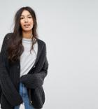 Asos Tall Cardigan In Chunky Oversized Fit - Gray