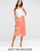 Asos Tall Pleated Panel Skirt - Orange