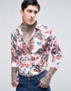 Devils Advocate Abstract Print Slim Fit Shirt - White