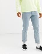 Asos Design Tapered Jeans In Retro Light Wash Blue