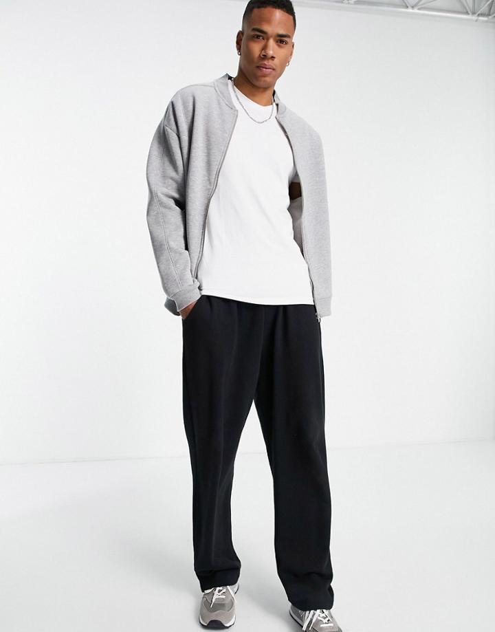 Asos Design Oversized Jersey Bomber Jacket In Gray Heather-grey