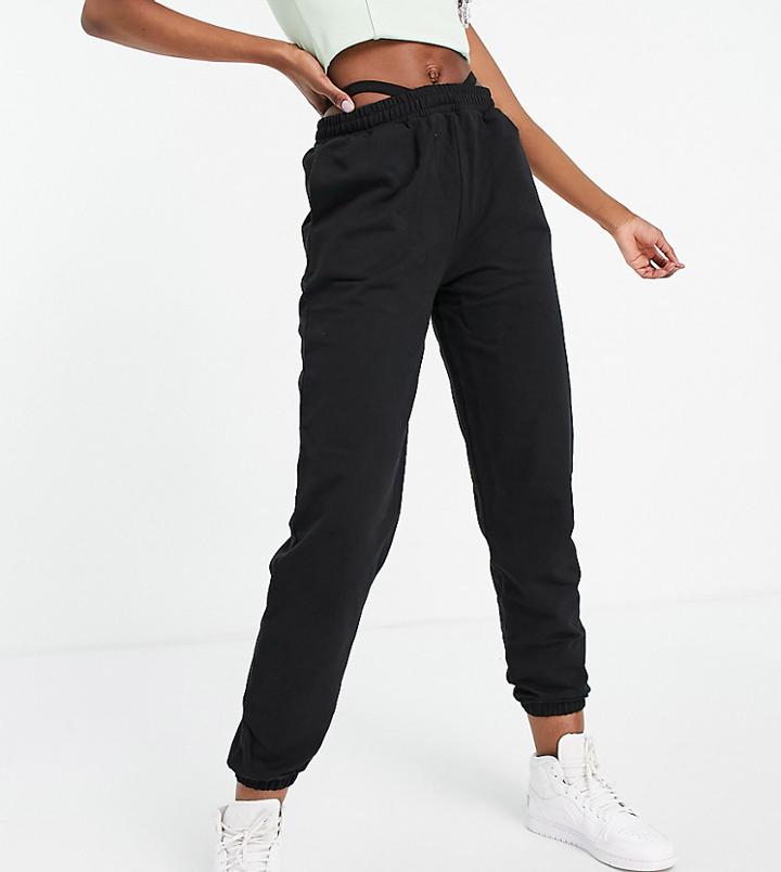 Asos Design Tall Oversized Sweatpants With Low Waist And V Front In Black