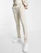 Asos Design Smart Skinny Pants In Stone - Part Of A Set-neutral