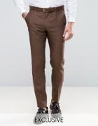 Heart & Dagger Skinny Suit Pant In Linen - Brown