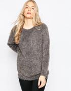 Ganni Claudia Knit Sweater In Gray - Pewter