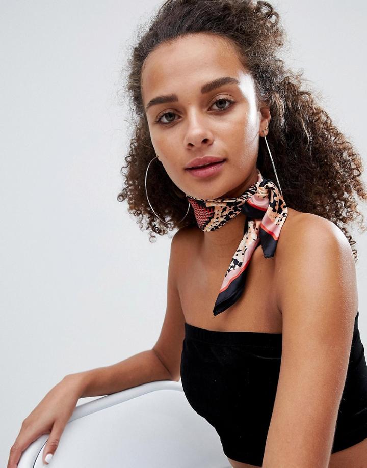Bershka Snake Print Scarf In Multi - Multi