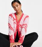 Asos Design Petite Cardigan In Swirl Pattern-multi