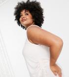 Asos Design Curve Mix & Match Lounge Super Soft Rib Tank With Channeling In Ecru-white