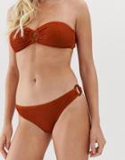 Y.a.s Textured Tortoise Buckle Bikini Bottoms - Red