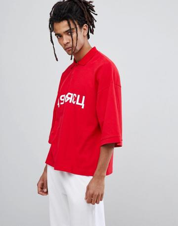 Granted Oversized Polo In Red - Red