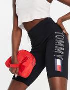 Tommy Hilfiger Sport High Rise Large Logo Legging Short In Black