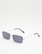 Jeepers Peepers Unisex Square Sunglasses In Silver With Black Lens