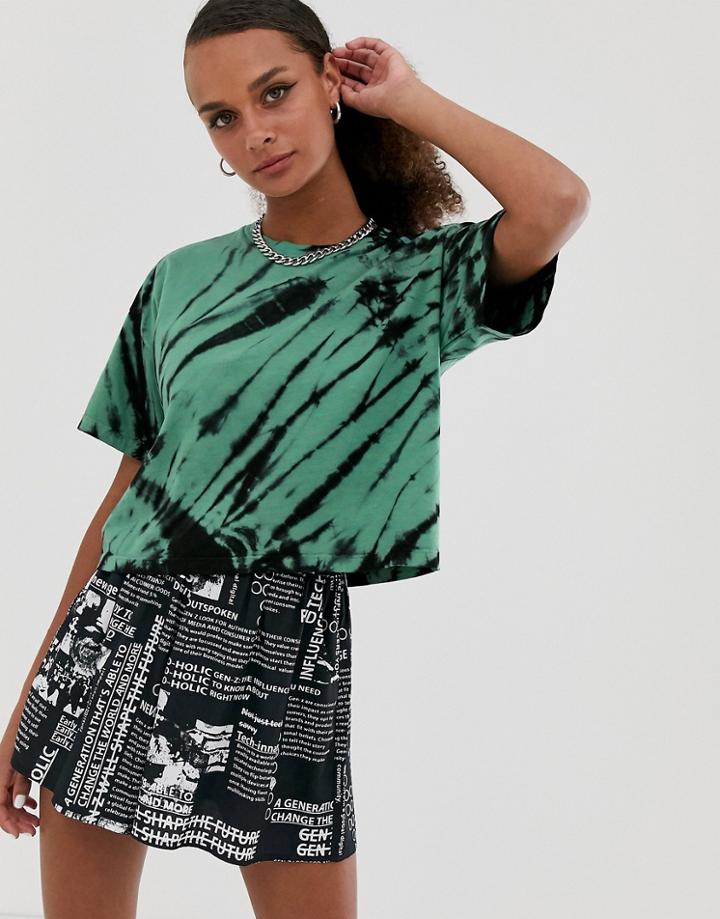 Asos Design T-shirt In Green Tie Dye-multi