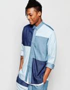 The New County Shirt In Patchwork Denim In Regular Fit - Blue