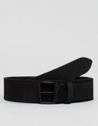 Asos Slim Suede Belt With Narrow Detail And Matte Black Buckle - Black