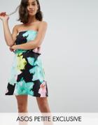Asos Petite Scuba Bright Floral Scuba Trapeze Mini Dress - Multi