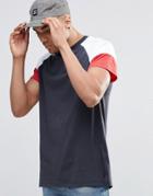 New Look T-shirt With Color Block Sleeves In Navy - Navy