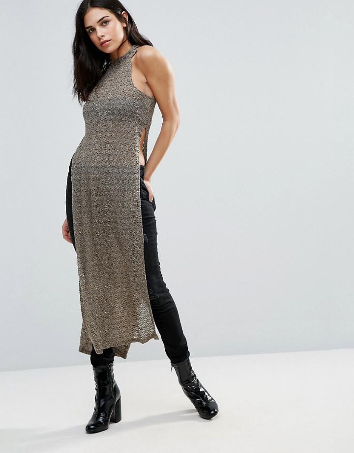Qed London Longline Top - Brown