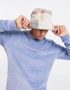 Asos Design Oversized Long Sleeve T-shirt In Blue Ribbed Velour-blues