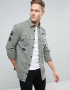 Jack & Jones Vintage Over Shirt With Patches In Regular Fit - Green