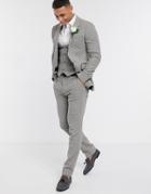 Asos Design Wedding Skinny Suit Jacket In Gray Wool Blend Micro Houndstooth-grey