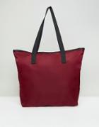 Asos Design Zip Top Tote Bag In Burgundy - Red