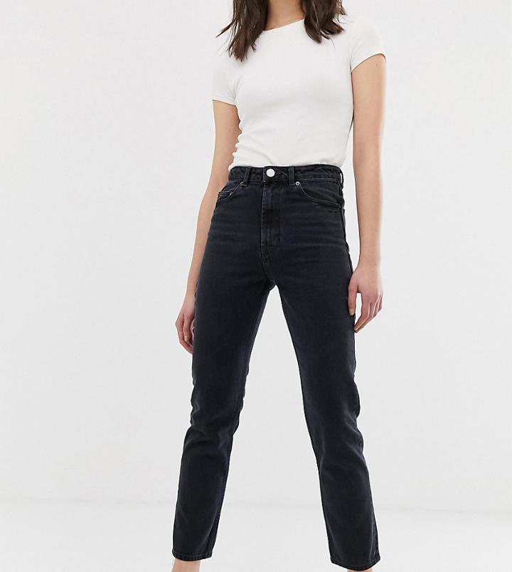 Asos Design Tall Recycled Florence Authentic Straight Leg Jeans In Washed Black