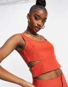 Missguided Set Crop Top With Cut Out Detail In Rust-orange