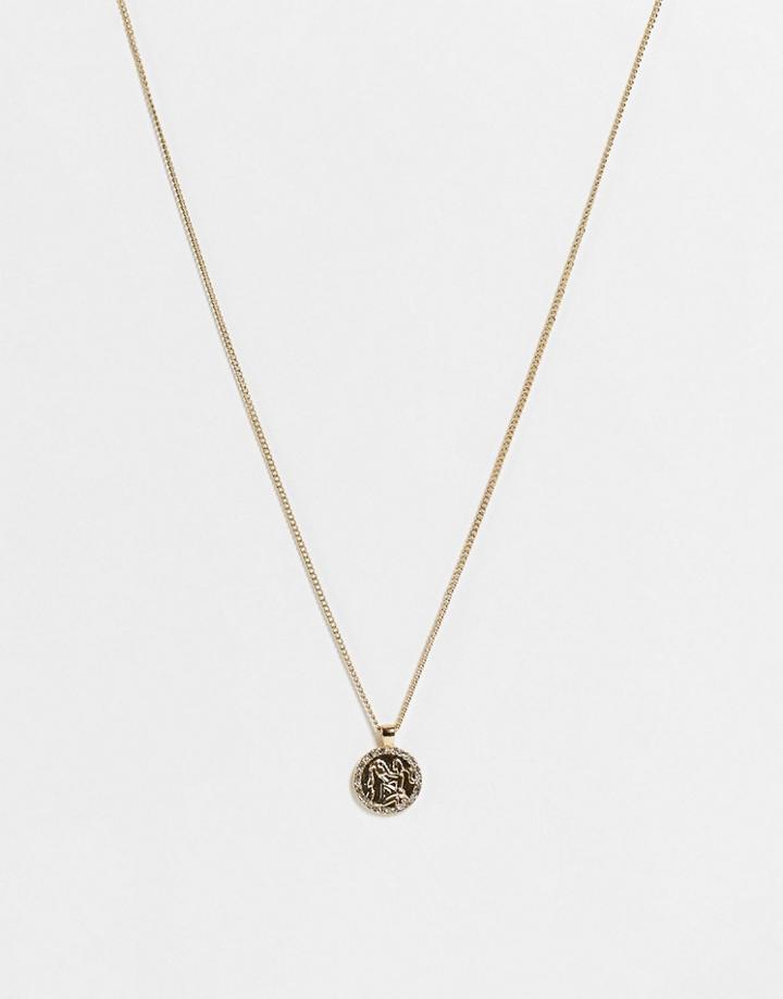 Topshop Aquarius Crystal Pendant Necklace In Gold