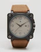 Asos Square Watch With Distressed Finish - Brown