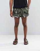 Jaded London Retro Shorts With All Over Kaleidoscope Print - Green