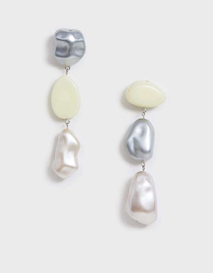 Asos Design Earrings With Organic Shape Resin Drops - Multi