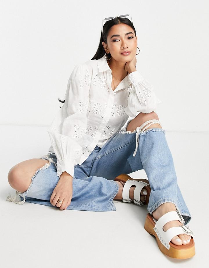 Vila Eyelet Shirt In White