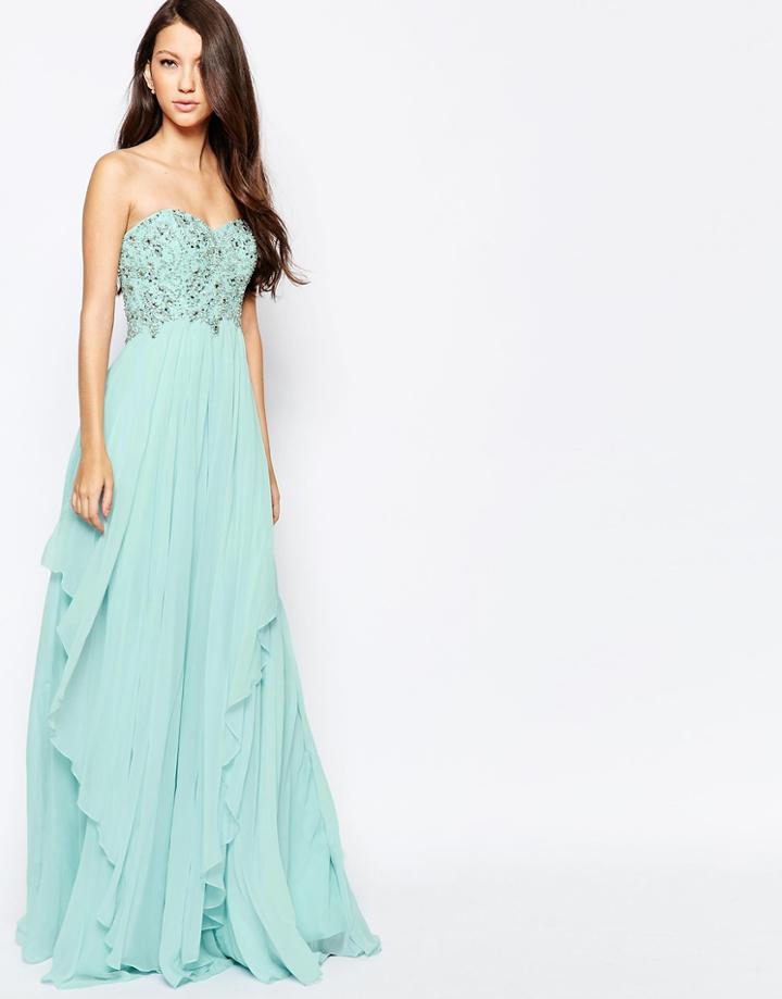 Ashley Roberts For Key Collections Allure Bandeau Maxi Dress - Aqua