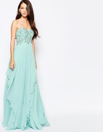 Ashley Roberts For Key Collections Allure Bandeau Maxi Dress - Aqua