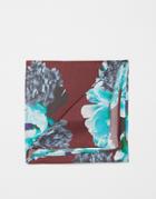 Asos Silk Pocket Square With Floral Print In Brown - Brown
