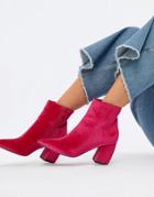 Asos Design Radius Velvet Ankle Boots - Pink
