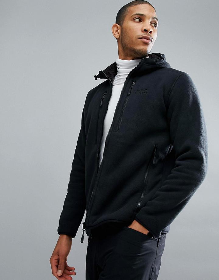 Jack Wolfskin Westfjord Fleece Lined Hoodie In Black - Black