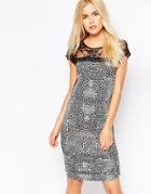 Ichi Midi Dress With Lace Neckline - Eggnog